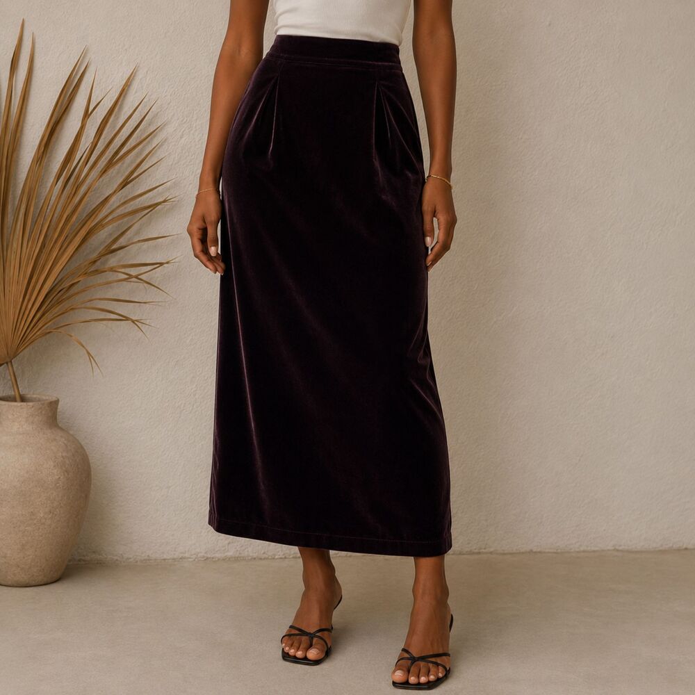 Vintage Norton McNaughton Maxi Skirt 10 Purple Velvet Goth Witchy Long